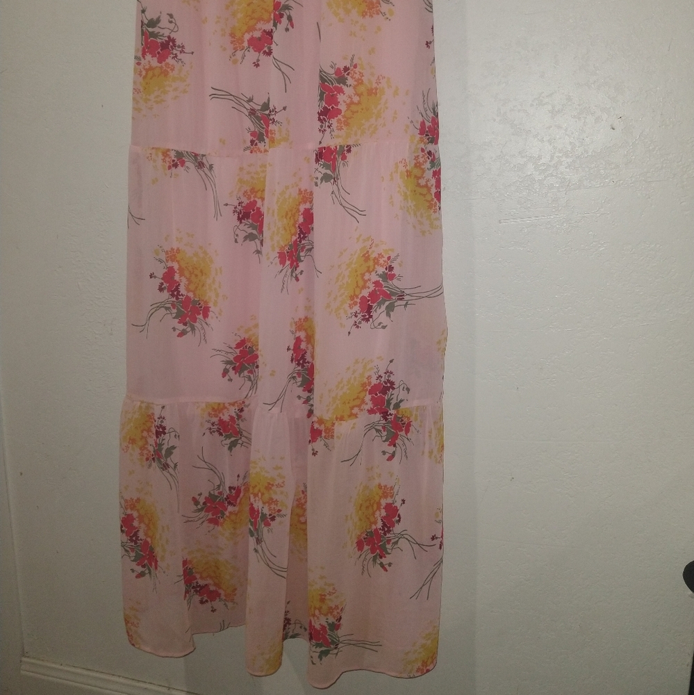 NWT J.CREW Sunburst Pink Floral Tiered Maxi Dress - Picture 4 of 9